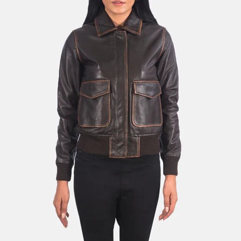Westa A-2 Brown Leather Bomber Jacket3