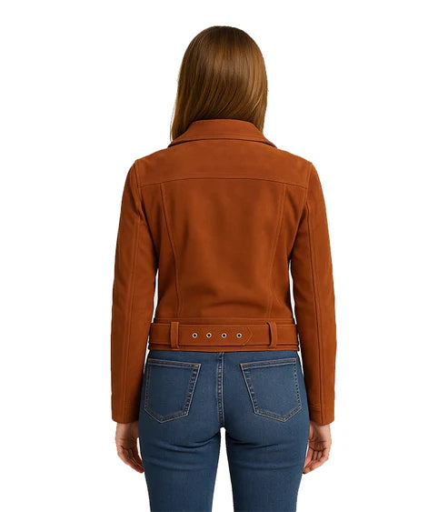 Alison Brown Suede Biker Jacket Women