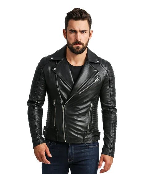 Armand Black Leather Biker Jacket