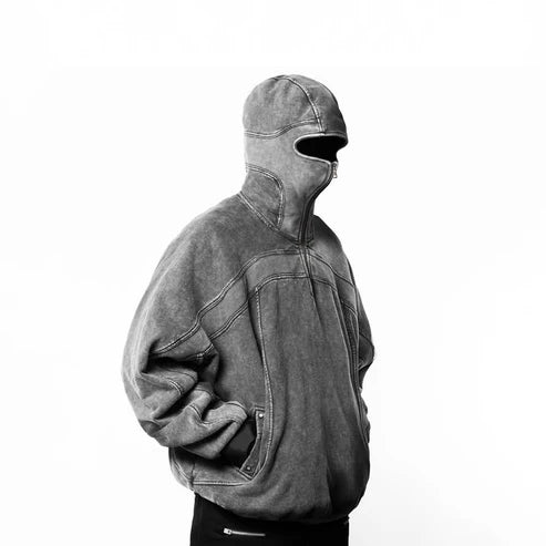Gray Ninja Pullover Classic Balaclava Hoodie