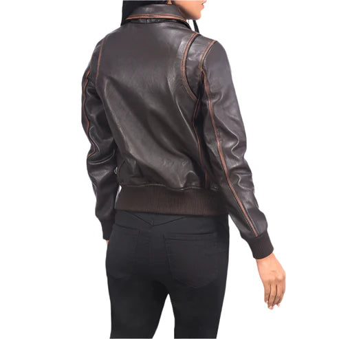 Westa A-2 Brown Leather Bomber Jacket2
