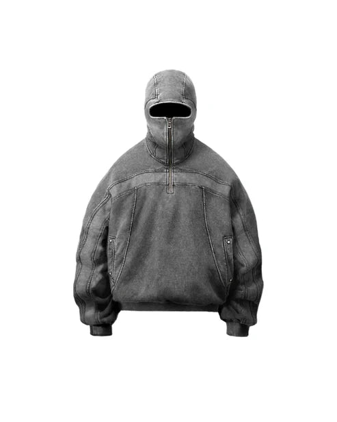 Gray Ninja Pullover Classic Balaclava Hoodie