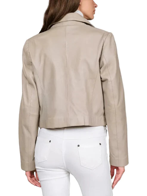 Daisy Cropped Leather Biker Jacket