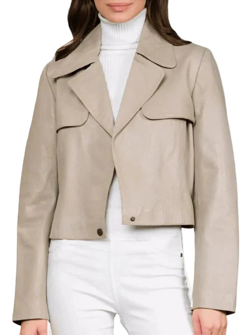 Daisy Cropped Leather Biker Jacket