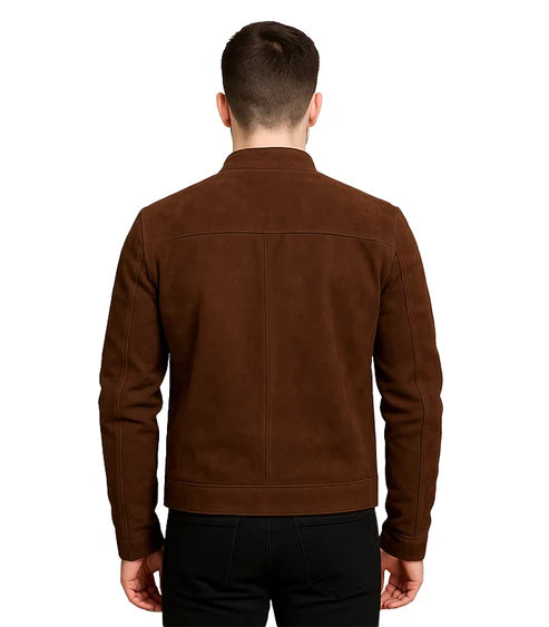 Faisor Mocha Brown Suede Biker Jacket2