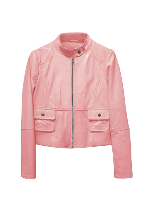 Fashionable Pink Biker Jacket for Women