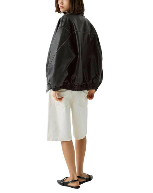 Flair Vintage Brown Bomber Leather Jacket
