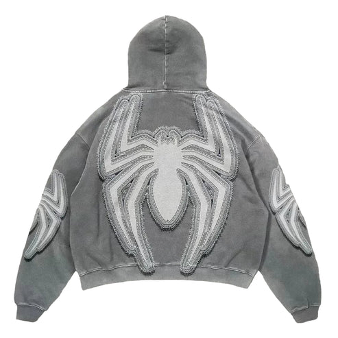 Streetwear Vintage Spider Print Hoodie