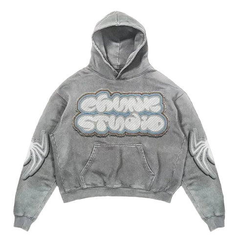 Streetwear Vintage Spider Print Hoodie