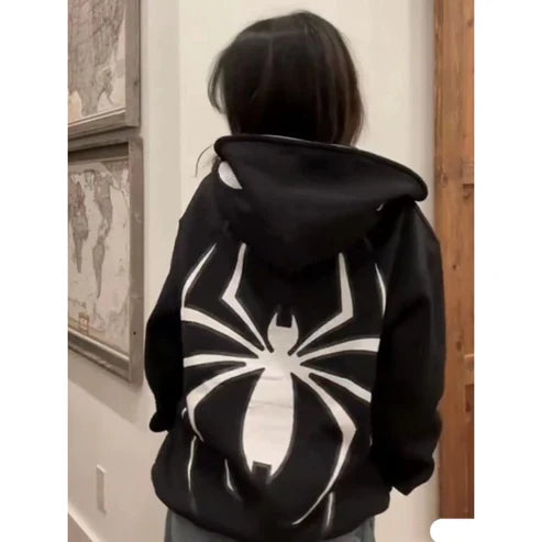 Trendy Spider Zip Up Hoodie