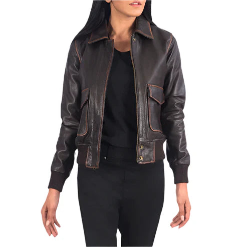 Westa A-2 Brown Leather Bomber Jacket