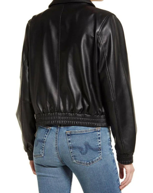Uma Black Oversized Leather Jacket