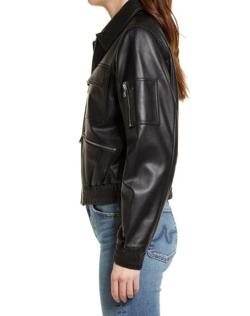 Uma Black Oversized Leather Jacket