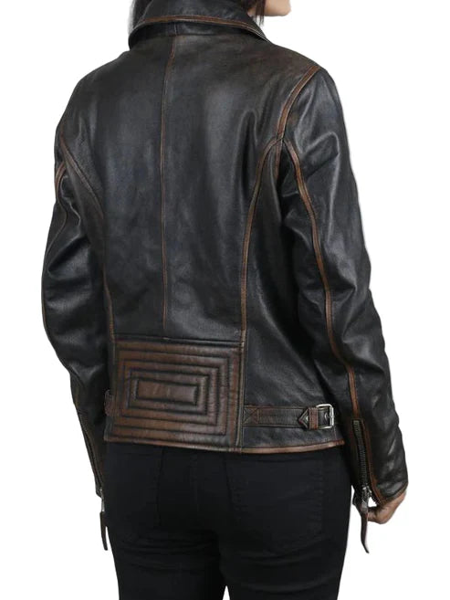 Daniela Women's Dark Brown Biker Leather Jacket