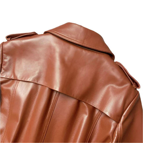 Women's Brown Genuine Soft Leather Trench Coat