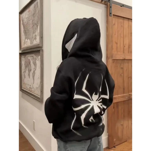 Trendy Spider Zip Up Hoodie